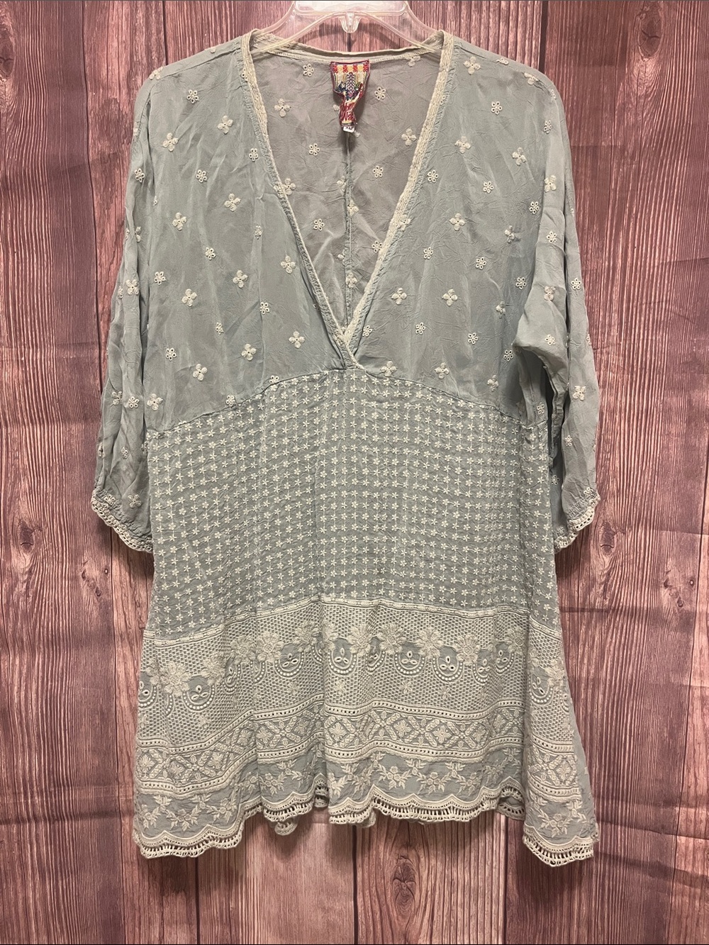 Johnny Was Pale Sage Embroidered Label Tunic/Dress